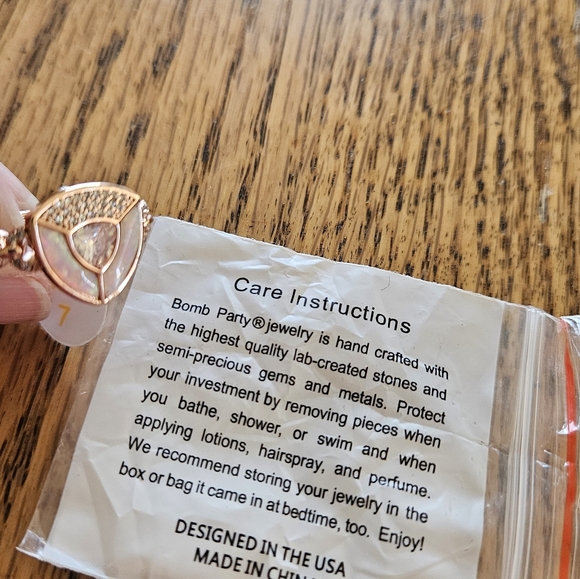 "Permission to Dazzle" Rose Gold Ring with Milky White Opal Size 7. - Picture 2 of 4